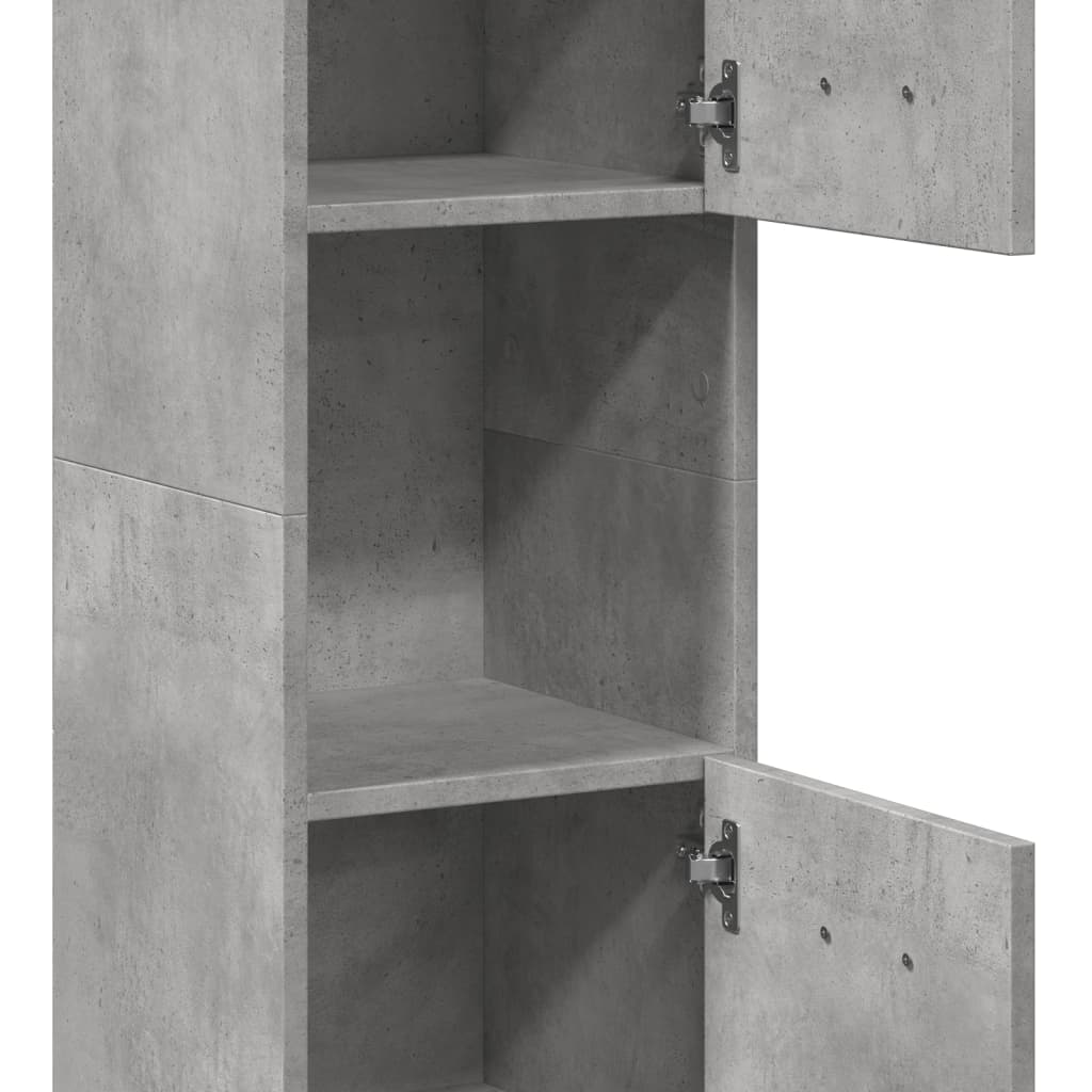 Dulap suspendat de baie, gri beton, 30x30x130 cm lemn prelucrat