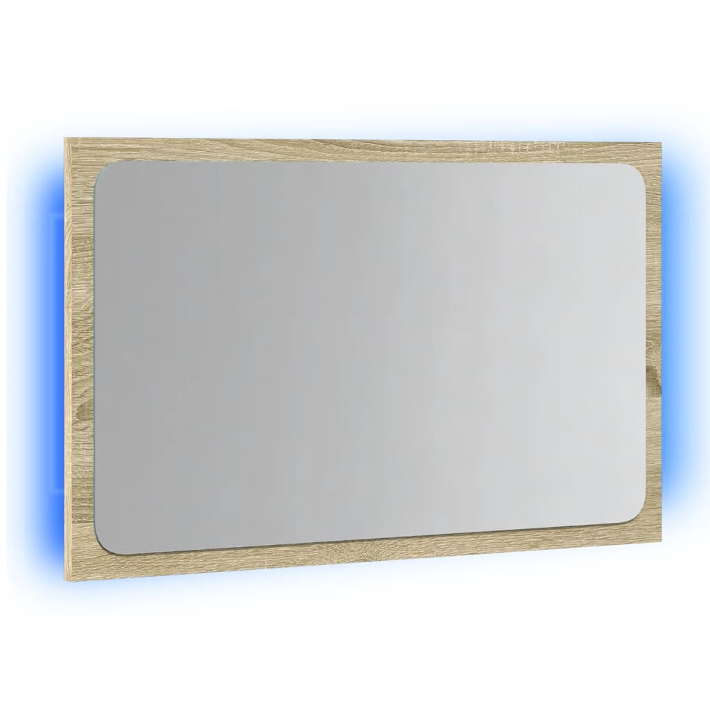 Oglindă de baie cu lumină LED, gri beton, 60x8,5x38 cm