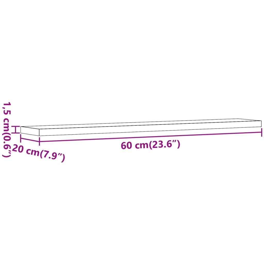 Rafturi perete 4 buc., lemn vechi, 60x20x1,5 cm, lemn prelucrat