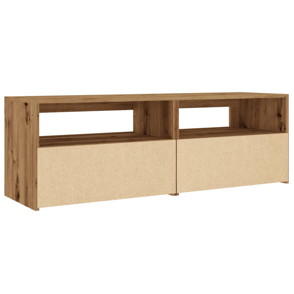 Dulap TV cu LED stejar artizanal 120x35x40 cm lemn prelucrat