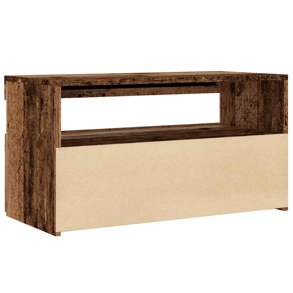 Dulap TV cu lumini LED lemn vechi 75x35x40 cm lemn prelucrat
