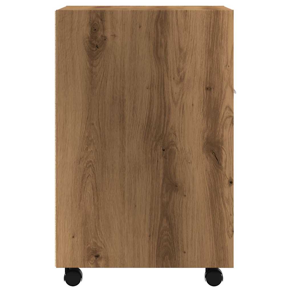 Dulap TV cu roți stejar artizanal 33x38x60 cm lemn prelucrat