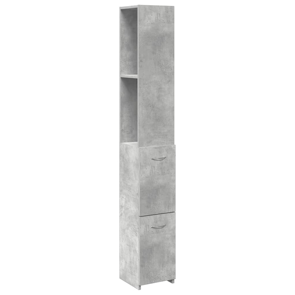 Dulap de baie, gri beton, 25x25x170 cm, lemn prelucrat