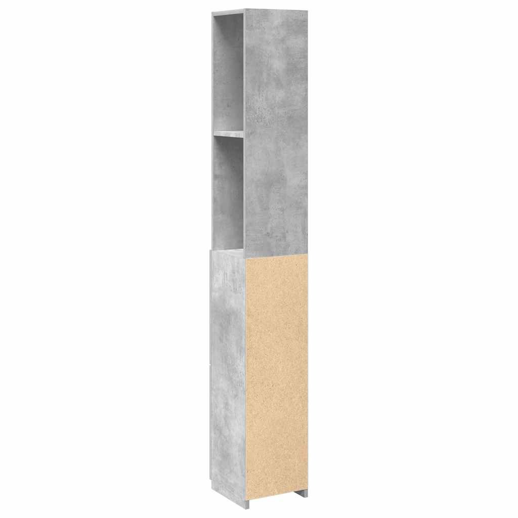 Dulap de baie, gri beton, 25x25x170 cm, lemn prelucrat