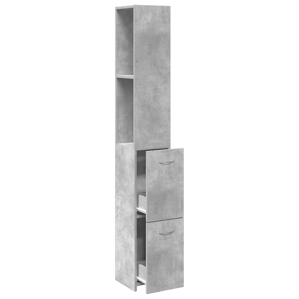 Dulap de baie, gri beton, 25x25x170 cm, lemn prelucrat