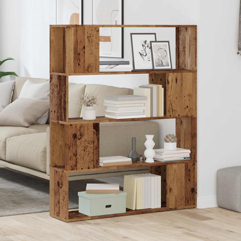 Bibliotecă/Separator cameră, lemn vechi, 100x24x124,5 cm