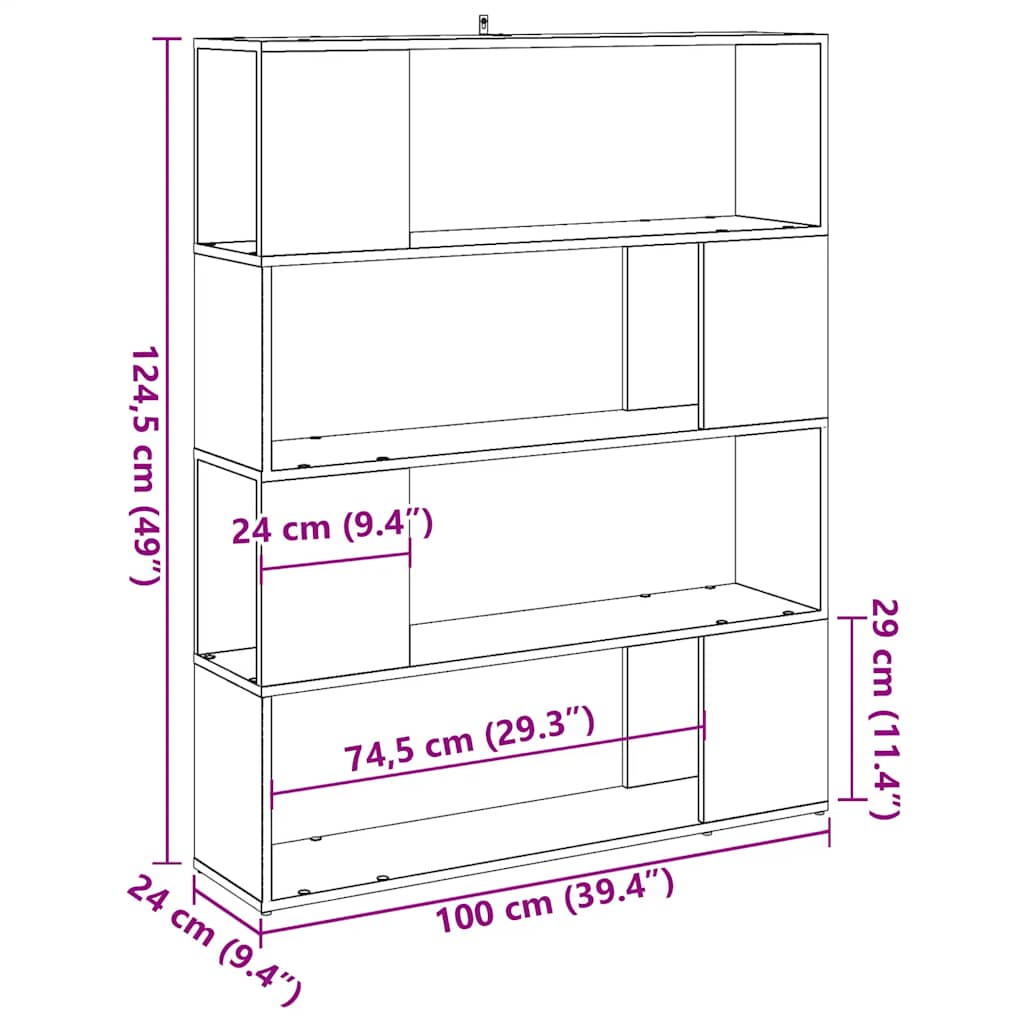 Bibliotecă/Separator cameră, lemn vechi, 100x24x124,5 cm