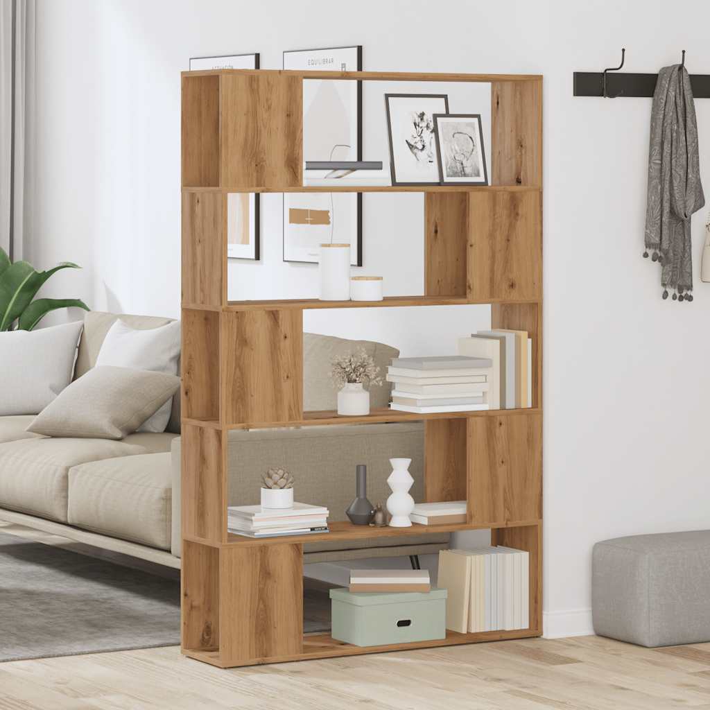 Bibliotecă/Separator de cameră, Stejar artizanal, 100x24x155 cm