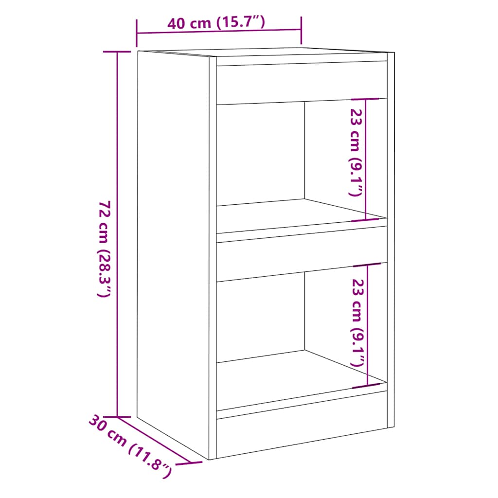 Bibliotecă/Separator de cameră stejar artizanal 40x30x72 cm