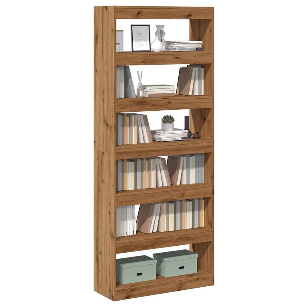 Bibliotecă/Separator de cameră, Stejar artizanal,80x30x198 cm