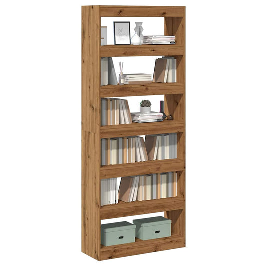 Bibliotecă/Separator de cameră, Stejar artizanal,80x30x198 cm
