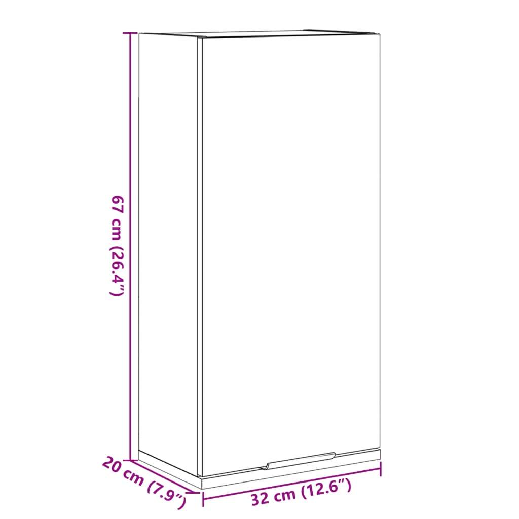 Dulap de baie montat pe perete, gri beton, 32x20x67 cm