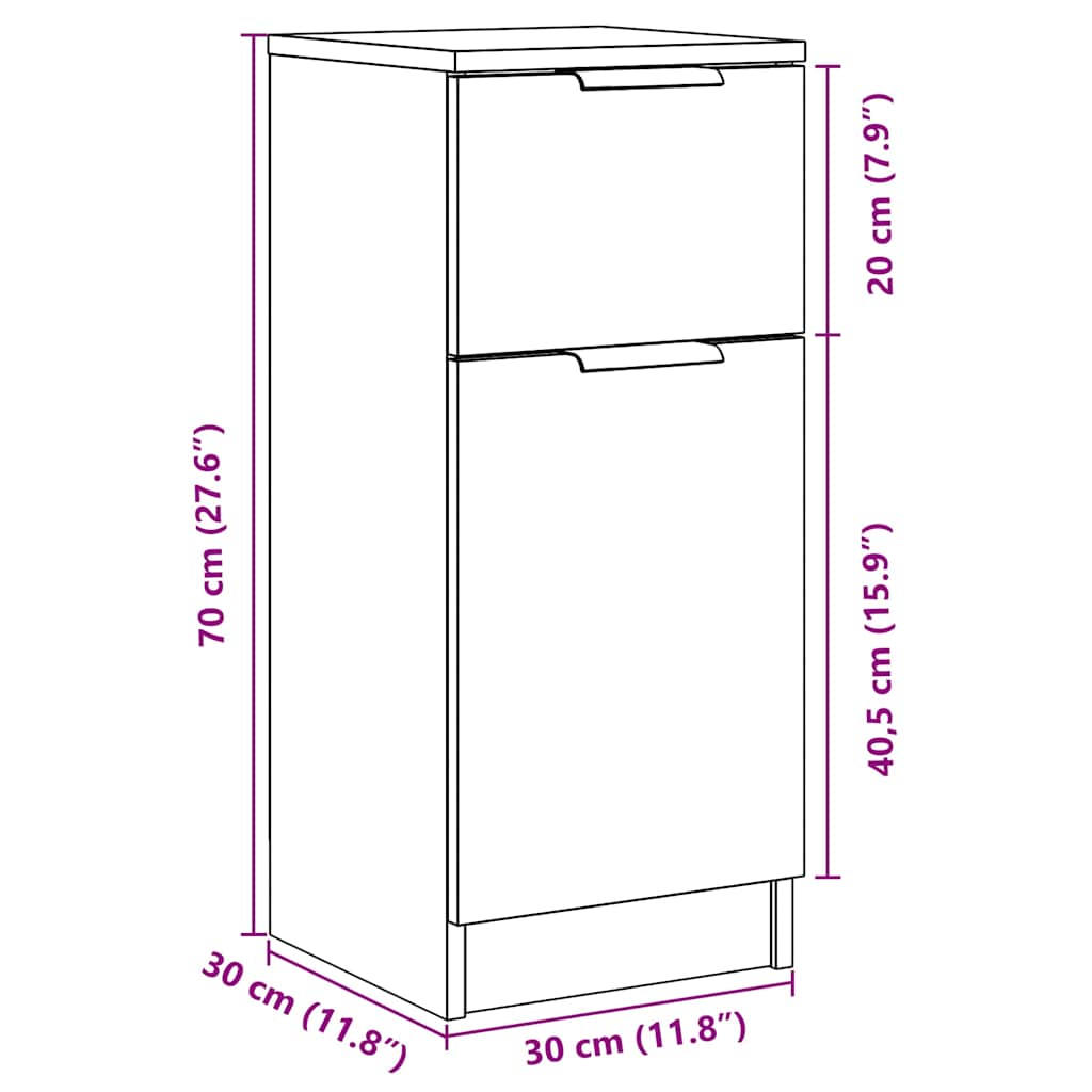 Dulap, stejar artizanal, 30x30x70 cm, lemn prelucrat
