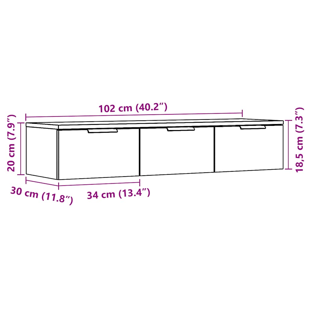 Dulap de perete, Lemn vechi, 102x30x20 cm, lemn prelucrat