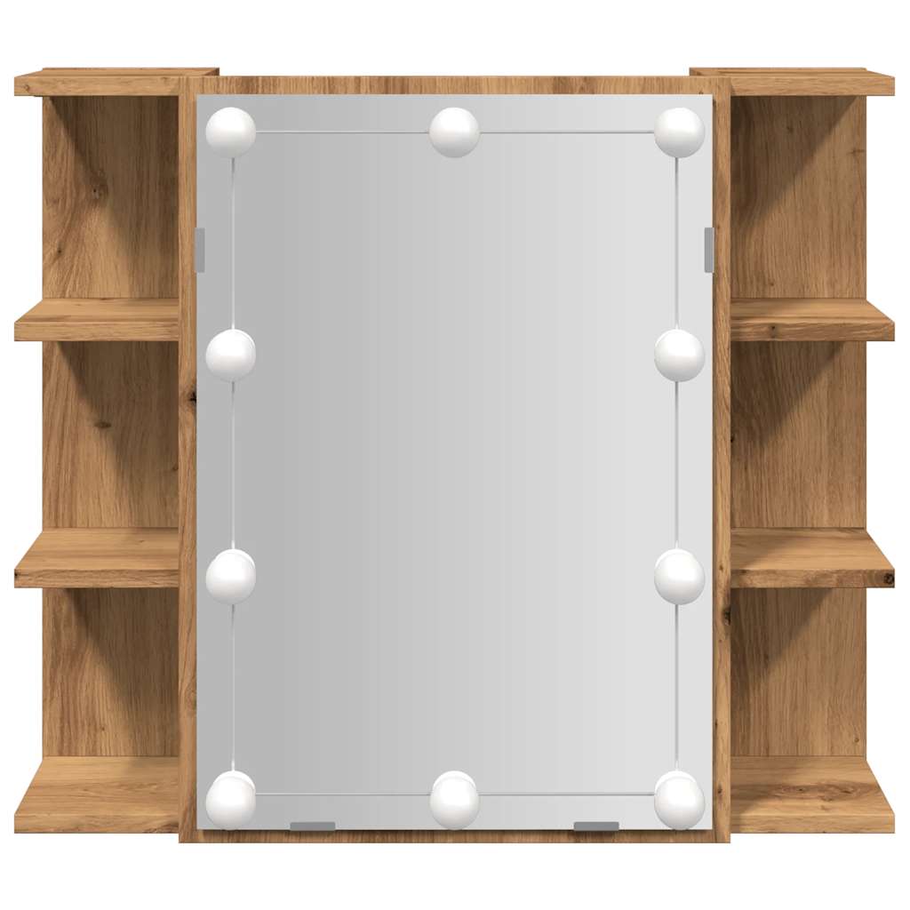 Dulap cu oglindă și LED, Artisan Stejar, 70x16,5x60 cm