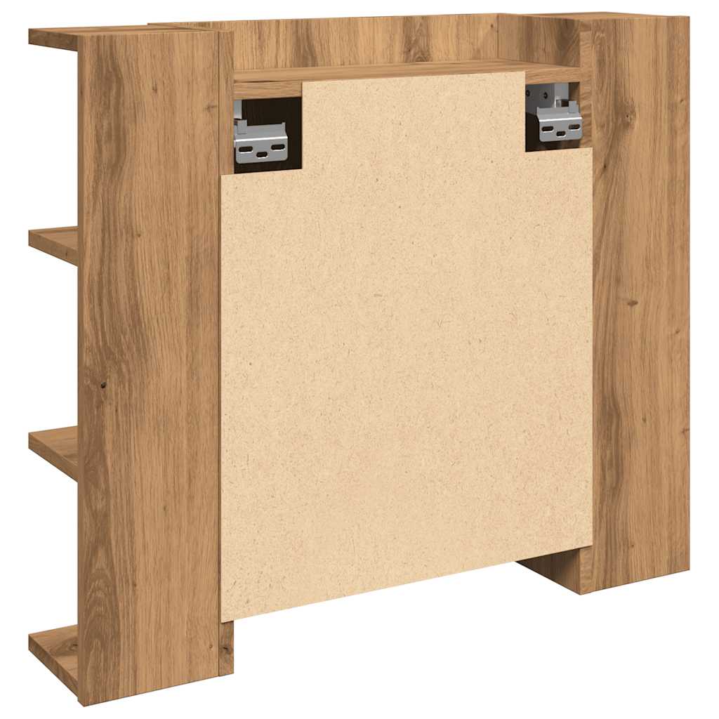Dulap cu oglindă și LED, Artisan Stejar, 70x16,5x60 cm