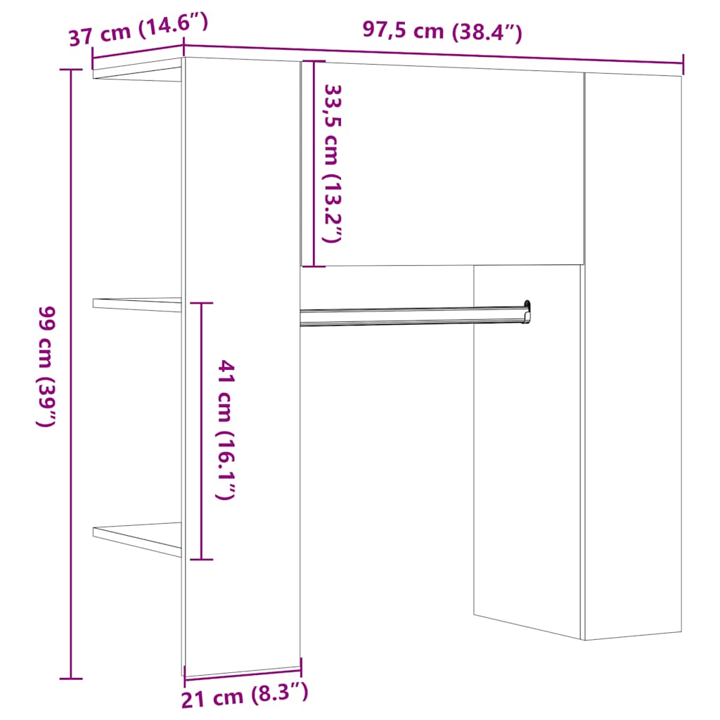 Dulap pentru hol Stejar Artizanal 97,5x37x99 cm Lemn prelucrat