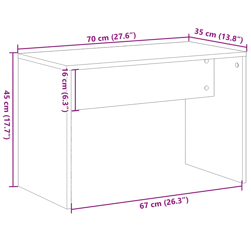 Taburet de toaletă din lemn vechi 70x35x45 cm lemn prelucrat