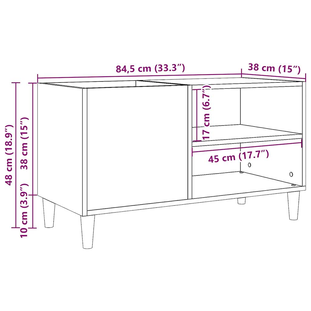 Dulap discuri stejar artizanal, 84,5x38x48 cm, lemn prelucrat