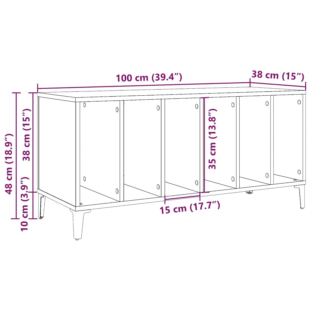 Dulap discuri, lemn vechi, 100x38x48 cm, lemn prelucrat