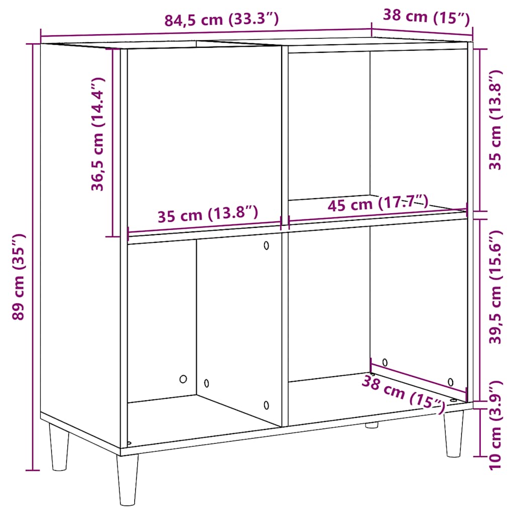 Dulap discuri stejar artizanal 84,5x38x89 cm lemn prelucrat