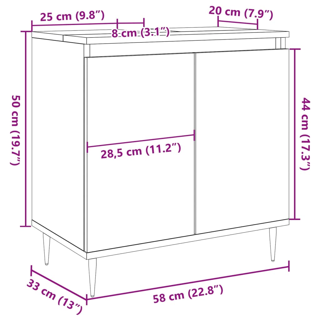 Dulap de baie, lemn vechi, 58x33x60 cm, lemn prelucrat