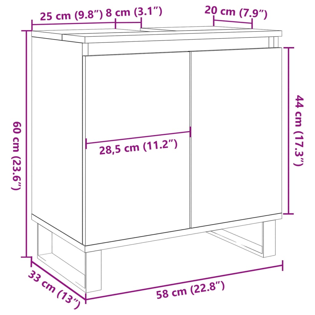 Dulap de baie, lemn vechi, 58x33x60 cm, lemn prelucrat