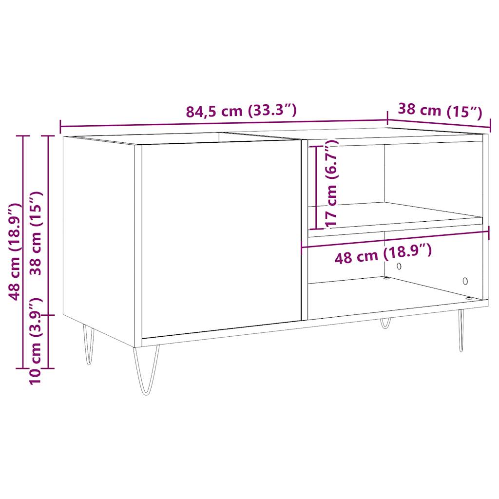 Dulap discuri stejar artizanal, 84,5x38x48 cm, lemn prelucrat