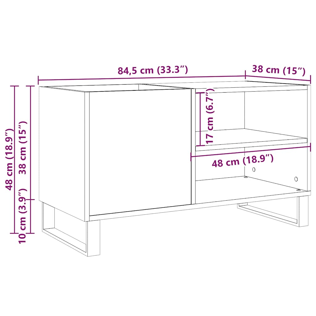 Dulap discuri stejar artizanal, 84,5x38x48 cm, lemn prelucrat