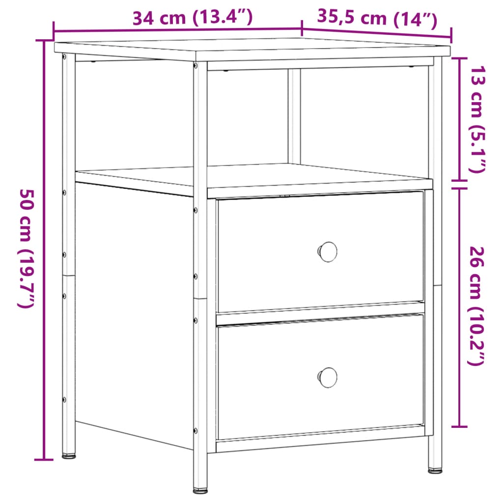 Noptiere, 2 buc, lemn vechi, 34x35,5x50 cm, lemn prelucrat