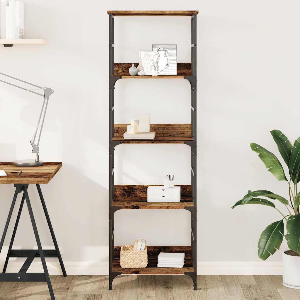 Bibliotecă, lemn vechi, 50x33x153 cm, lemn prelucrat