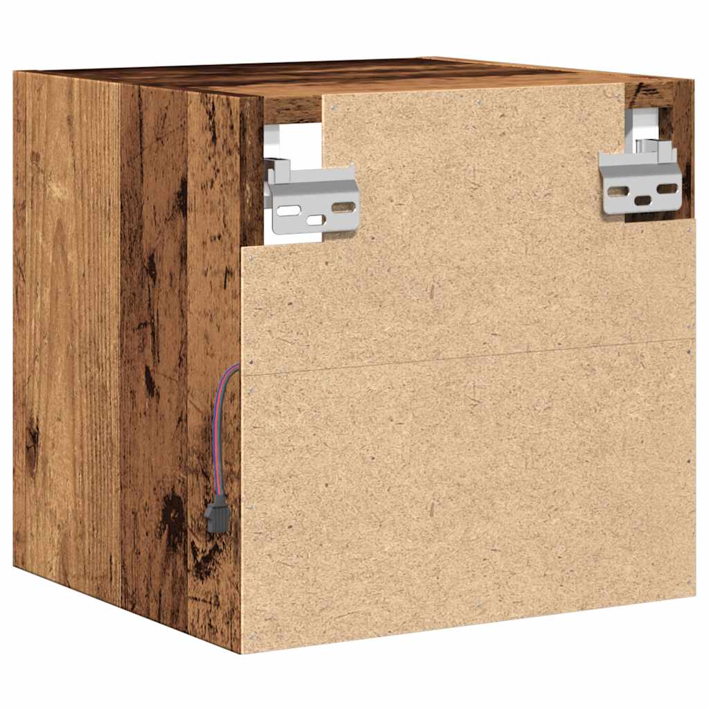 Comodă TV de perete cu lumini LED, lemn vechi, 30x28,5x30 cm
