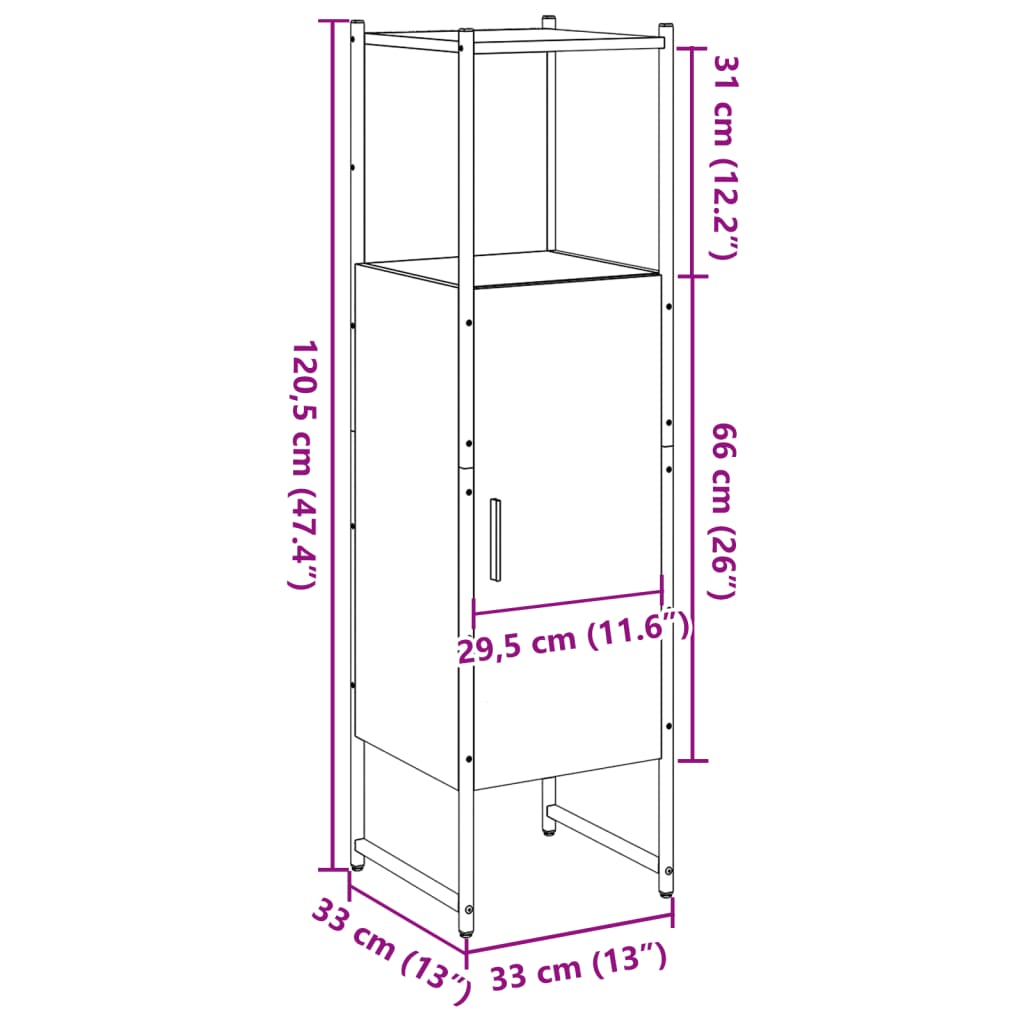 Dulap pentru baie, lemn vechi, 33x33x120,5 cm, lemn prelucrat