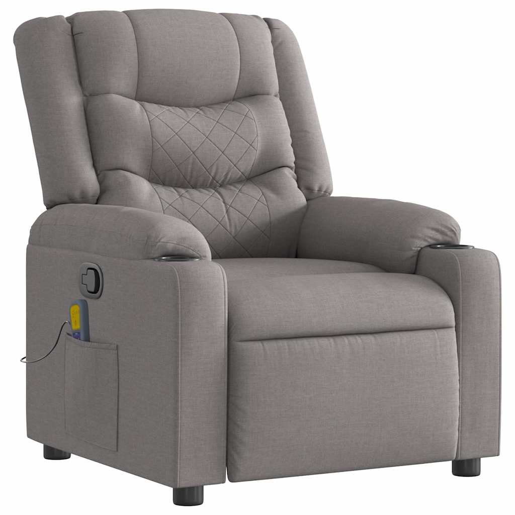 Fotoliu de masaj rabatabil, gri taupe, material textil