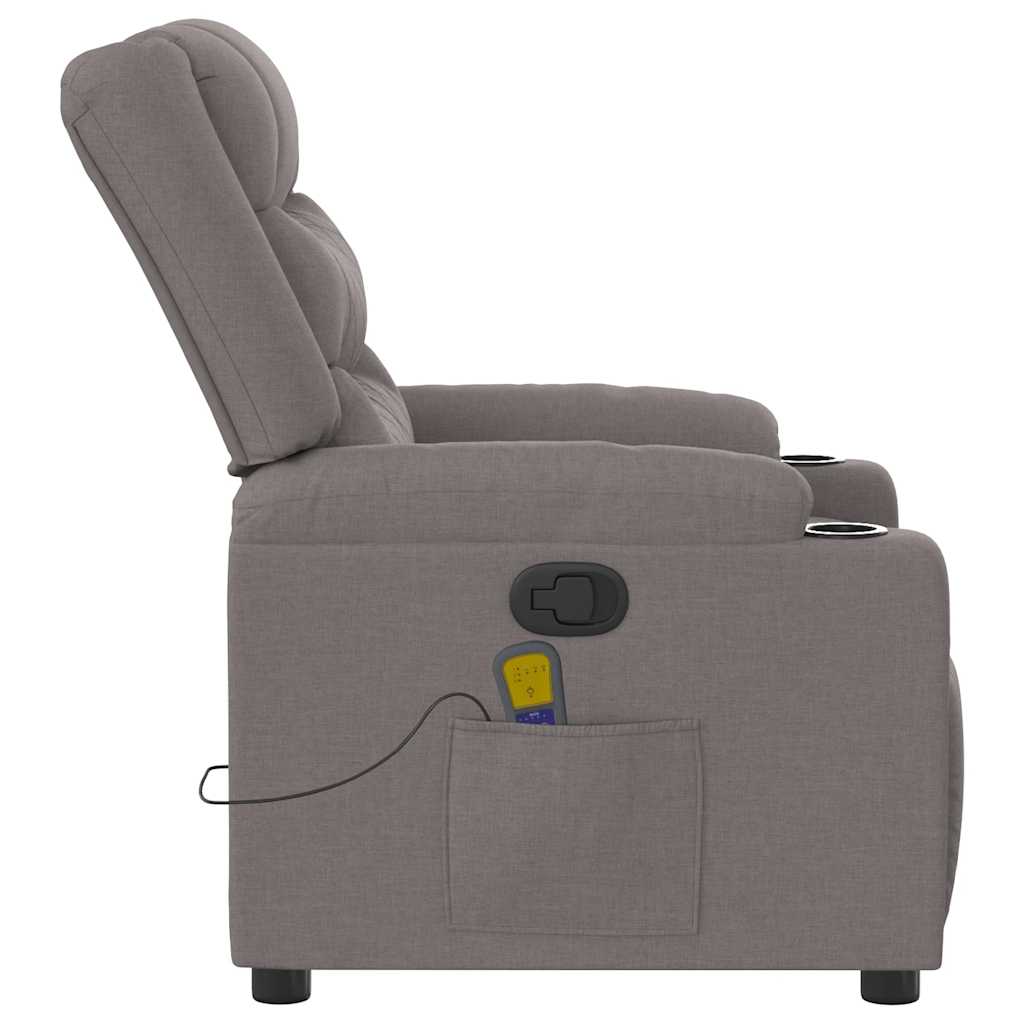 Fotoliu de masaj rabatabil, gri taupe, material textil