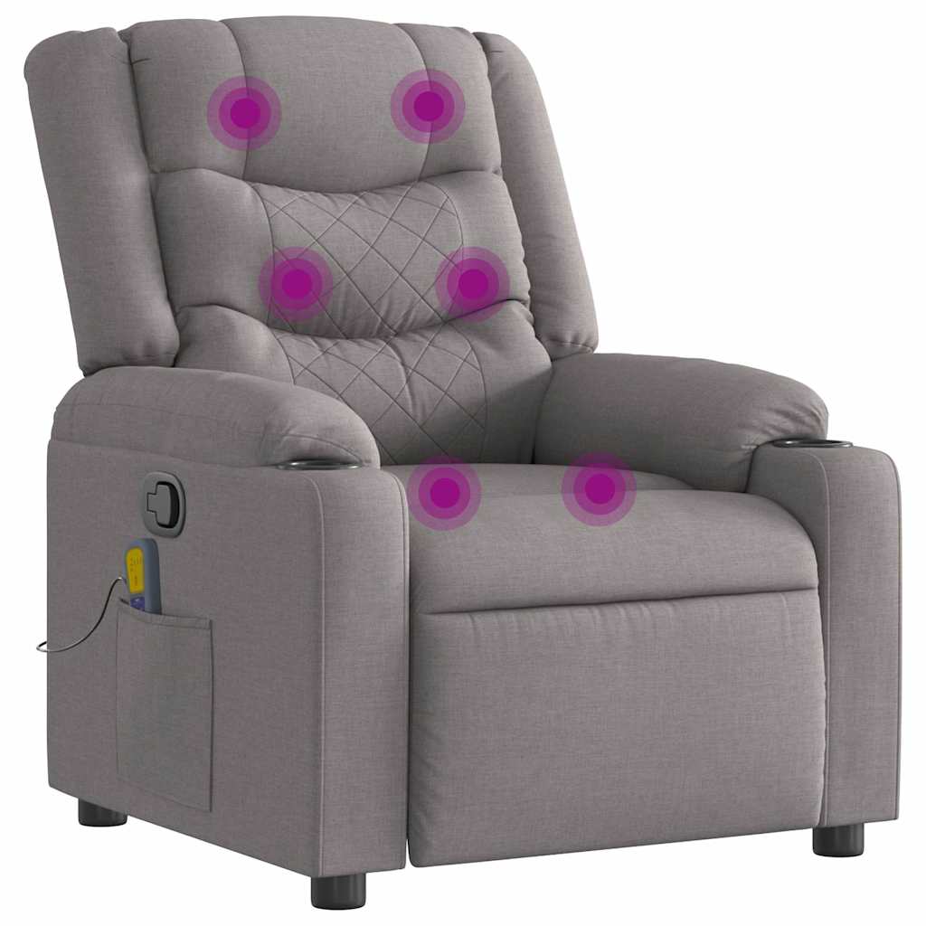 Fotoliu de masaj rabatabil, gri taupe, material textil