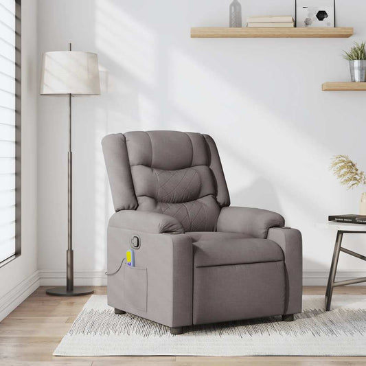 Fotoliu de masaj rabatabil, gri taupe, material textil