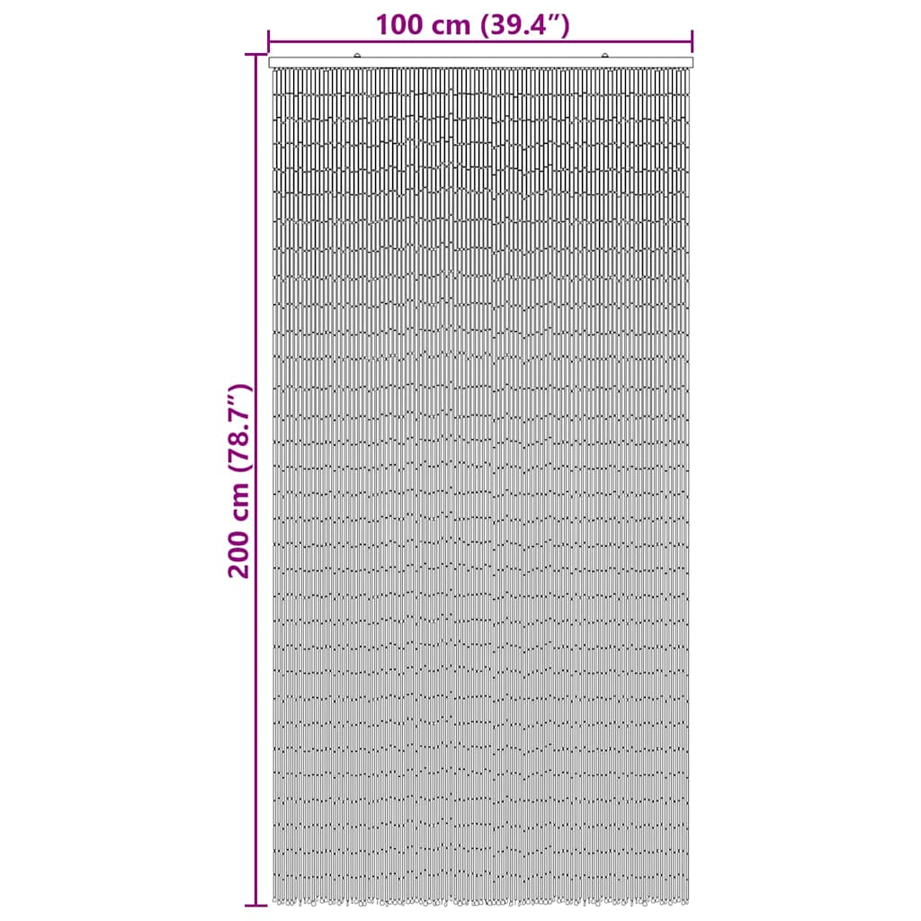 Perdele ușă cu insecte gri închis 100x200 cm bambus