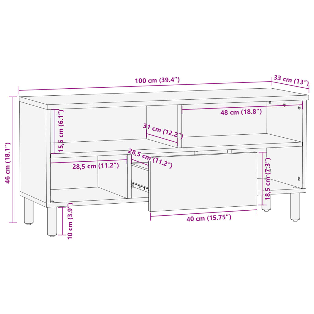 Dulap TV, negru, 100x33x46 cm, lemn prelucrat