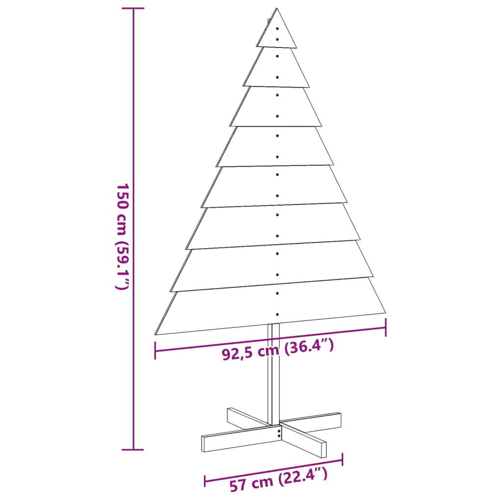 Brad de Crăciun decorativ, 150 cm, lemn masiv