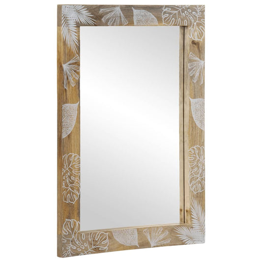 Oglindă de baie gri 50x3x70 cm lemn masiv de mango