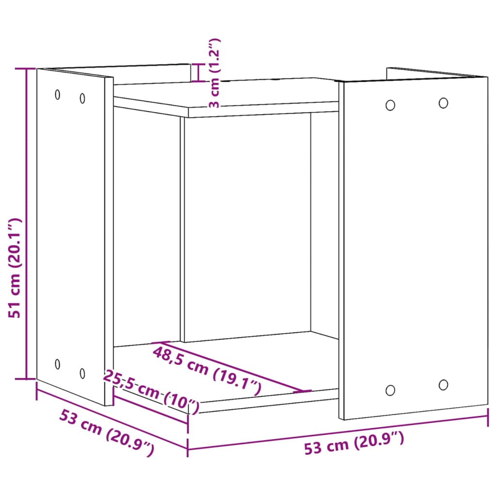 Cutie litieră pisici gri beton 53x53x51 cm lemn prelucrat