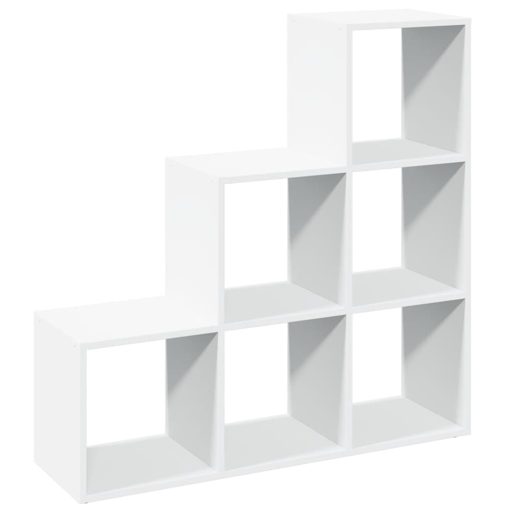 Bibliotecă/separator cameră 3 niveluri , alb, 99x29x99 cm, lemn