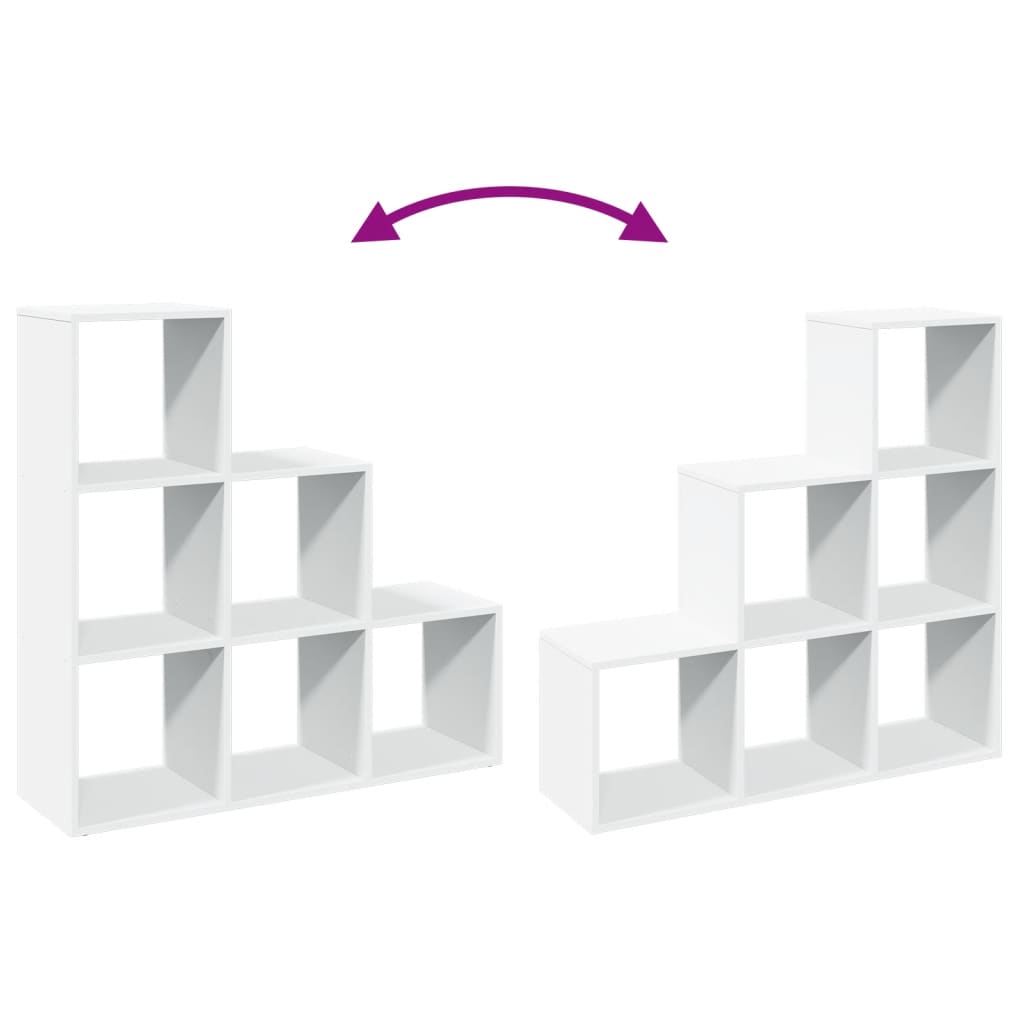 Bibliotecă/separator cameră 3 niveluri , alb, 99x29x99 cm, lemn