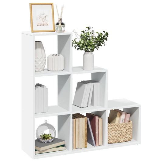 Bibliotecă/separator cameră 3 niveluri , alb, 99x29x99 cm, lemn