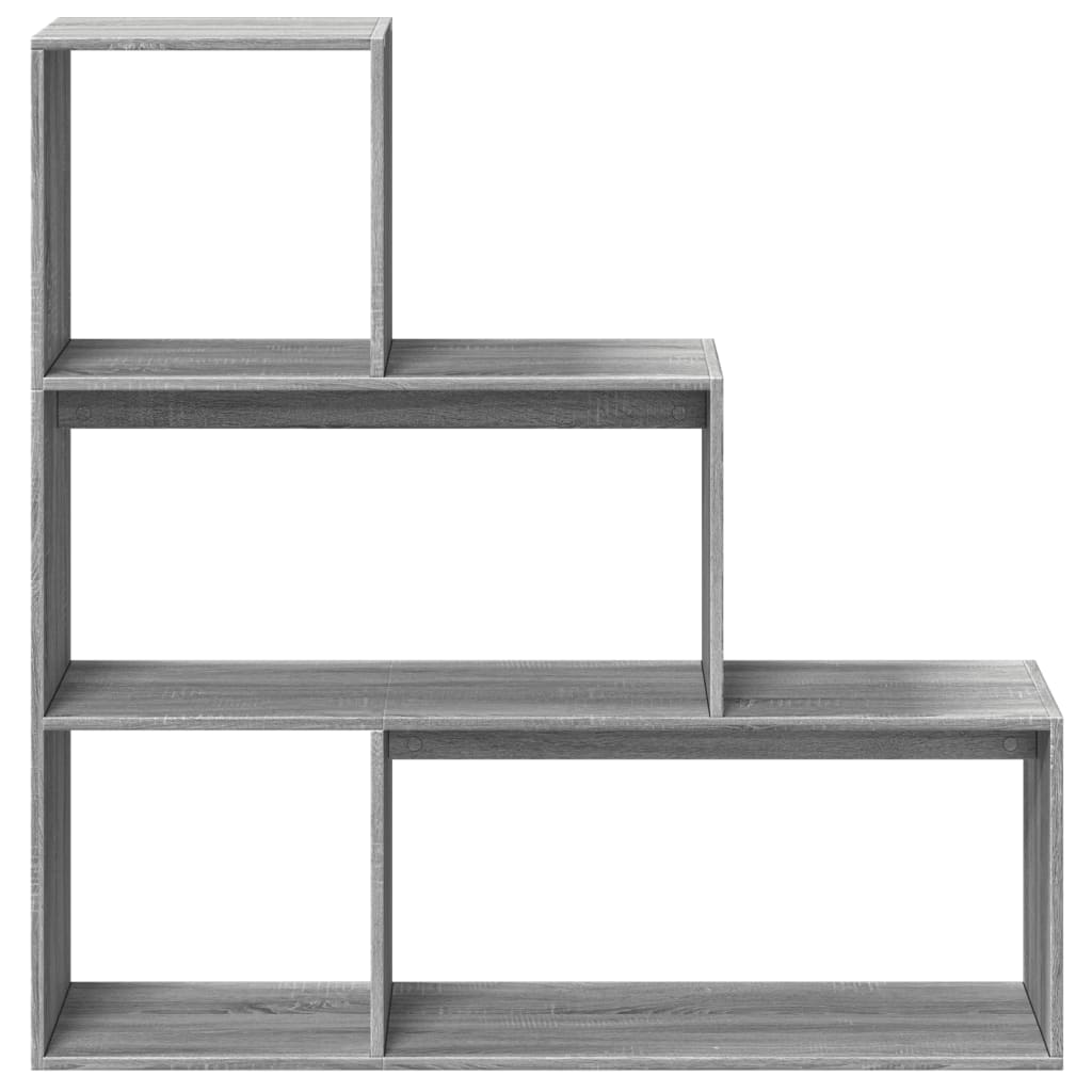 Bibliotecă/separator 3 niveluri gri sonoma 123x29x123 cm lemn