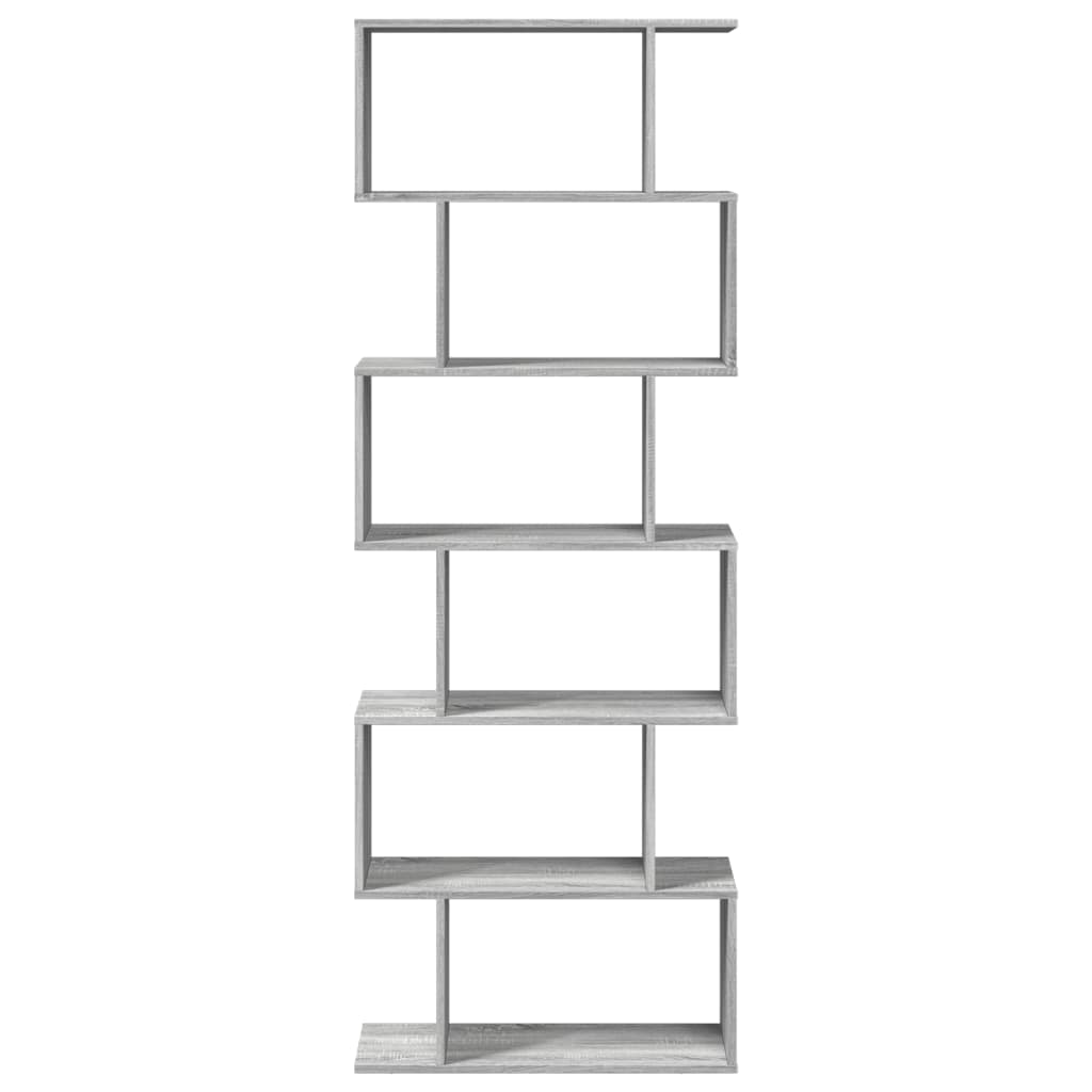 Bibliotecă/separator 6 niveluri sonoma gri 70x24x193 cm lemn