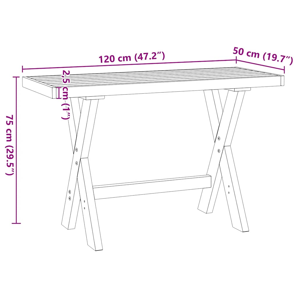 Birou NOAIN Picioare în formă X 120x50x75 cm lemn masiv de pin