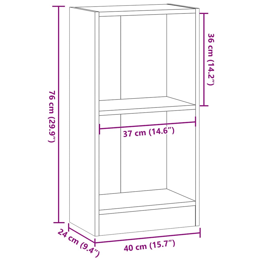Bibliotecă, gri sonoma, 40x24x76 cm, lemn prelucrat