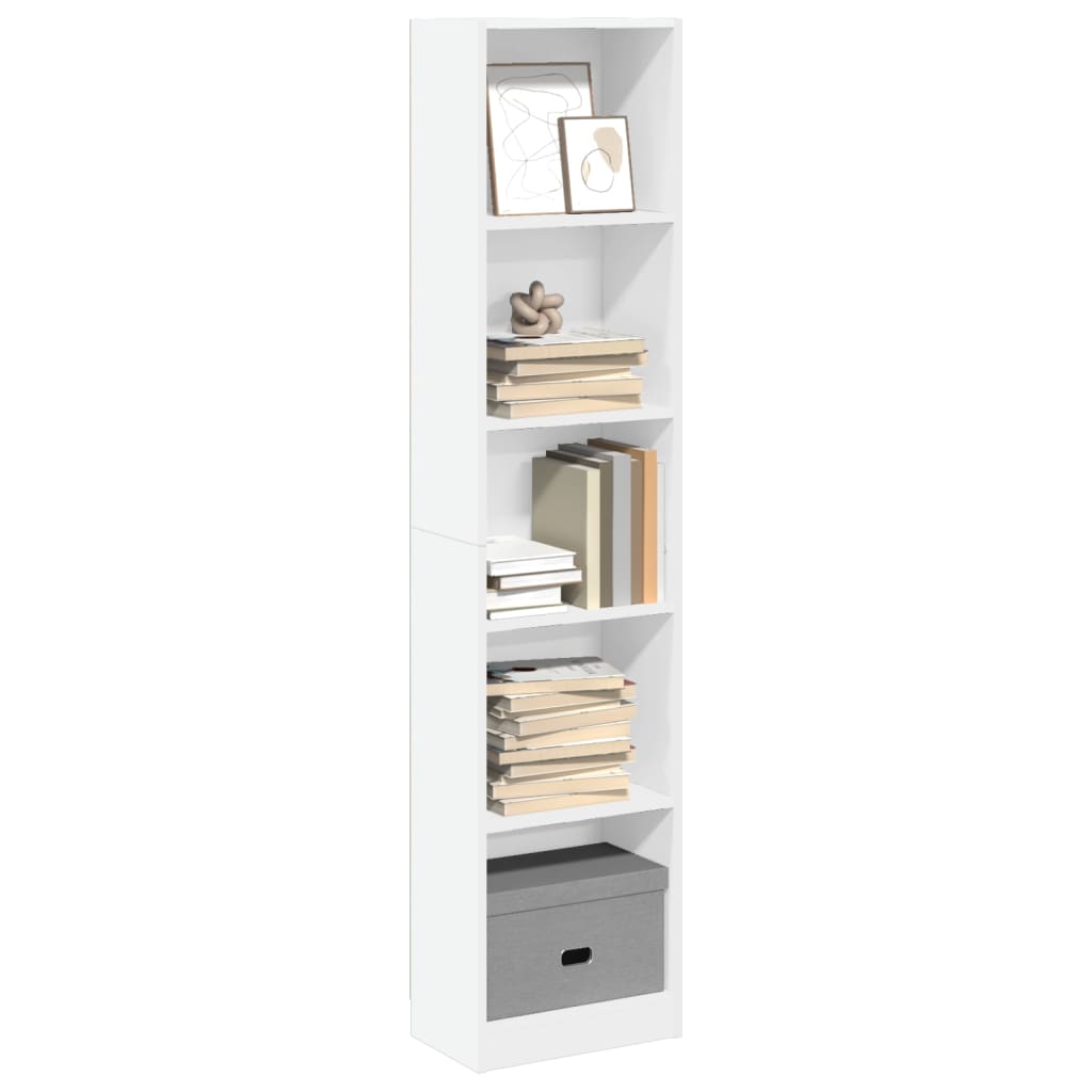 Bibliotecă, alb, 40x24x176 cm, lemn prelucrat